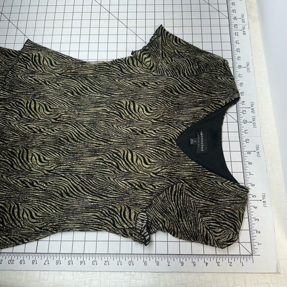 Connected Apparel 90s Layered Slinky Green Black Zebra Print Dress Women 12 - Picture 6 of 7